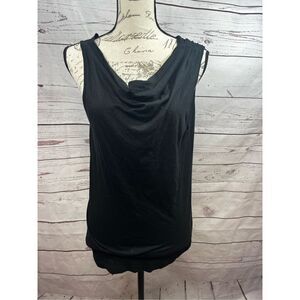 LOGIX‎ Black Drape Neck Sleeveless Tank Top Women's Size L